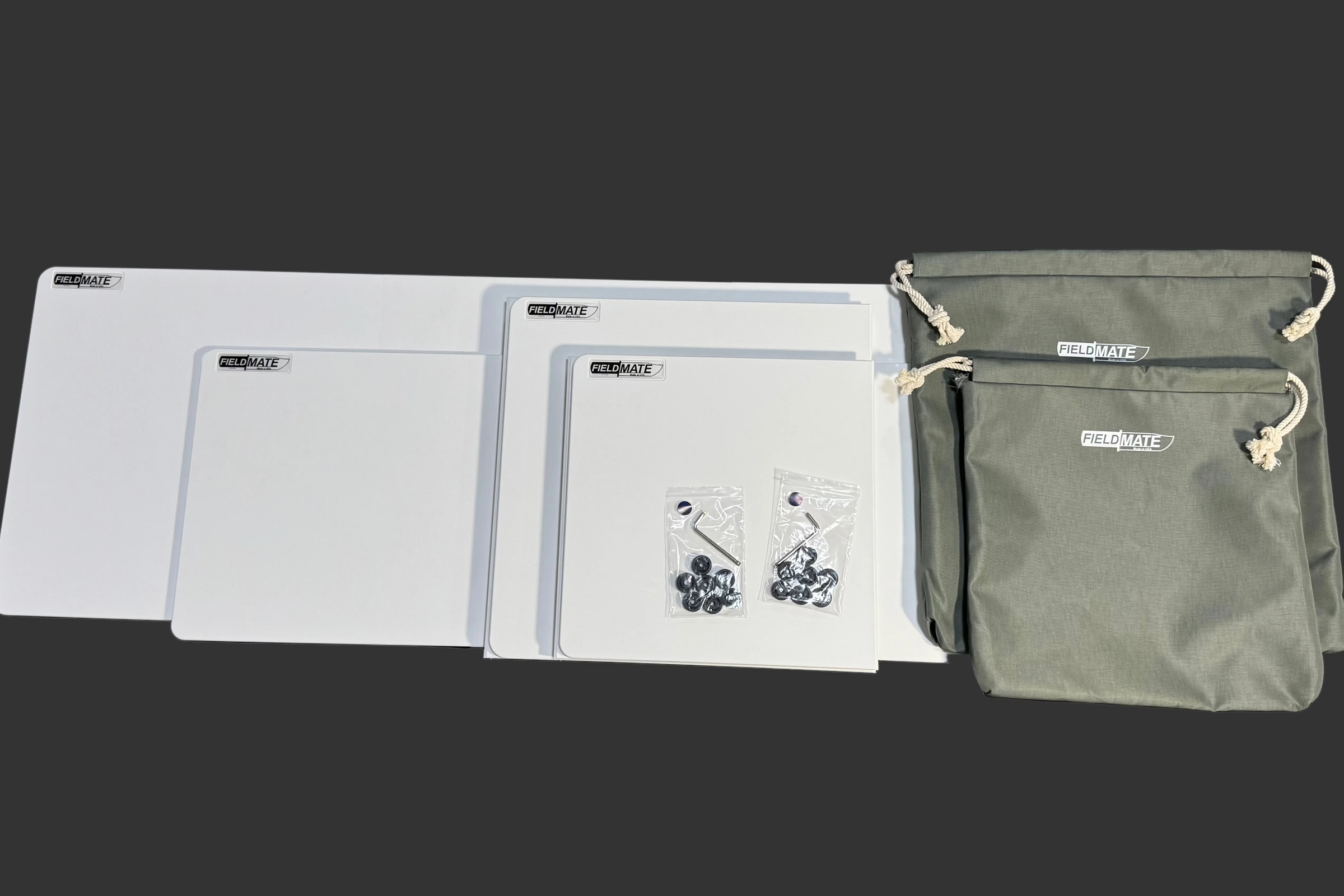 Folded FieldMate Boards and storage accessories