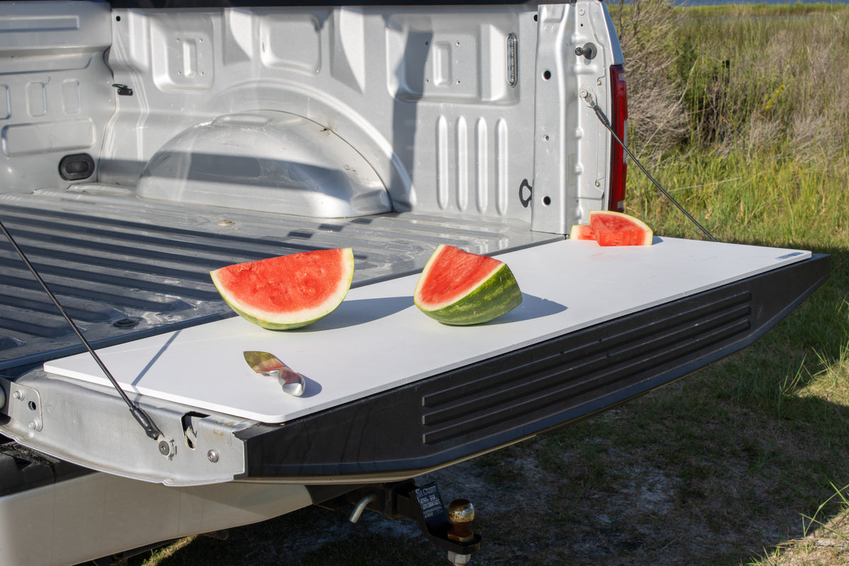FieldMate Board used as a camping meal preparation station